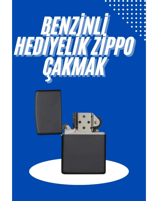 Doldurulabilir Siyah Benzinli Çakmak Metalik