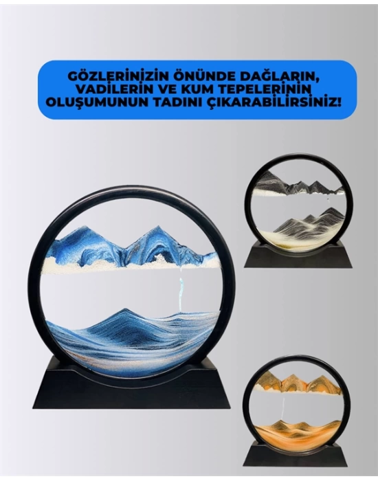 Döndürülebilir Dinamik Kum Tablosu – Stres Giderici, Yüksek Kaliteli Cam ve Doğal Kum ile Sanatsal Masa Dekoru