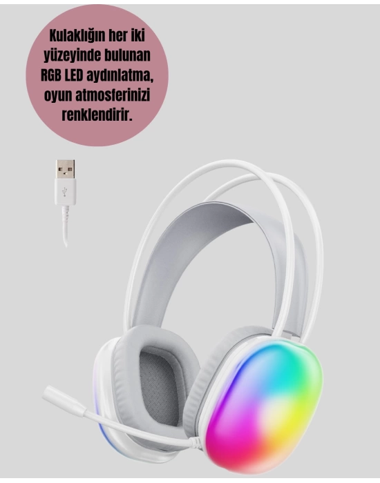 Düşük Gecikmeli Bluetooth 5.3 Gaming Kulaklık – RGB Işıklı