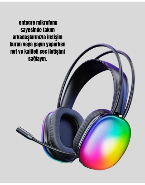 Düşük Gecikmeli Bluetooth 5.3 Gaming Kulaklık – RGB Işıklı