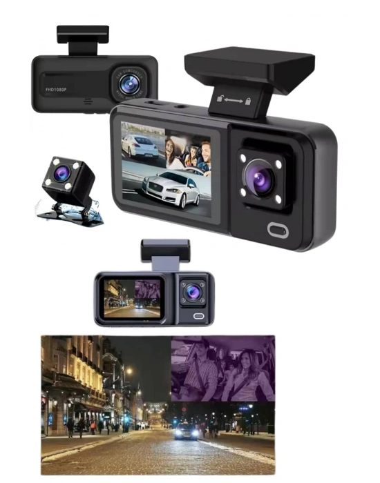 Ekranlı Sürüş Kaydedici DVR Ön ve Arka Kameralı Full HD Çözünürlüklü