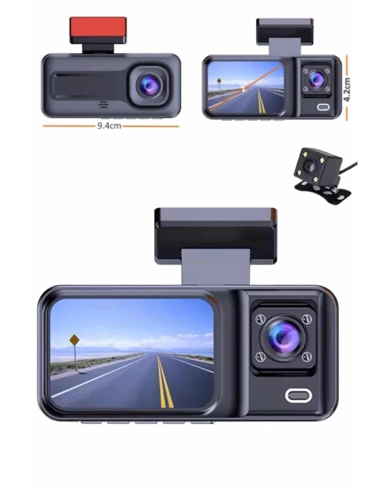 Ekranlı Sürüş Kaydedici DVR Ön ve Arka Kameralı Full HD Çözünürlüklü