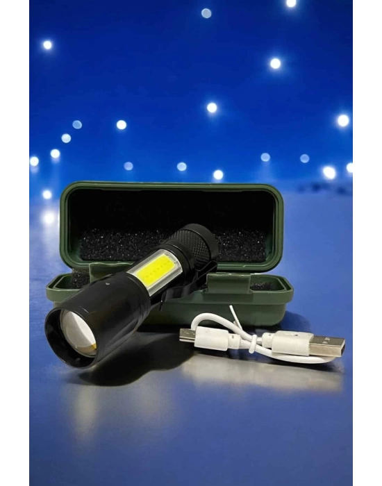 El Feneri Led USB Şarjlı Zoom Mini Led Işık Acil Durum Feneri