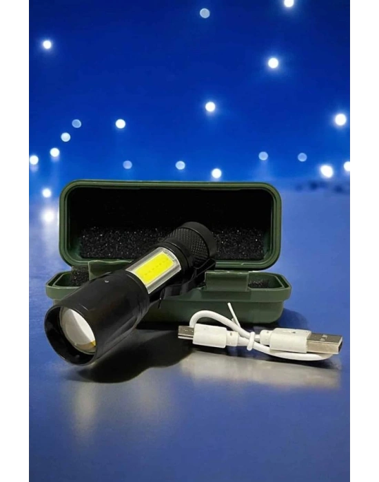 El Feneri Led USB Şarjlı Zoom Mini Led Işık Acil Durum Feneri