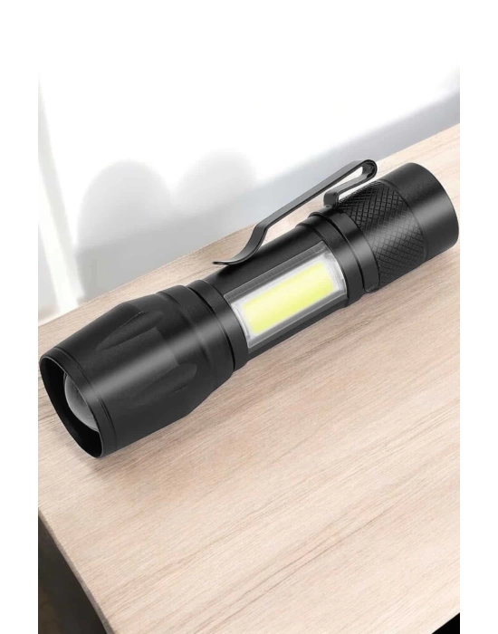 El Feneri Led USB Şarjlı Zoom Mini Led Işık Acil Durum Feneri