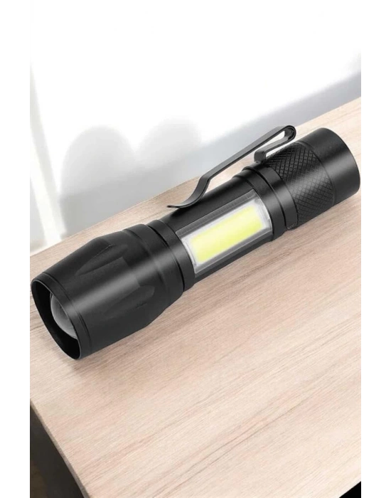 El Feneri Led USB Şarjlı Zoom Mini Led Işık Acil Durum Feneri