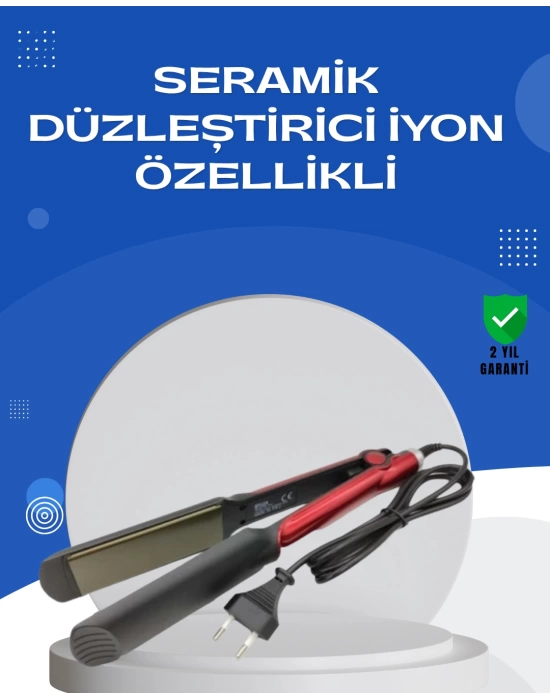 Elektriklenmeyi Azaltan İyonlu Saç Düzleştirici – Titanyum Plaka ve Şık Tasarım