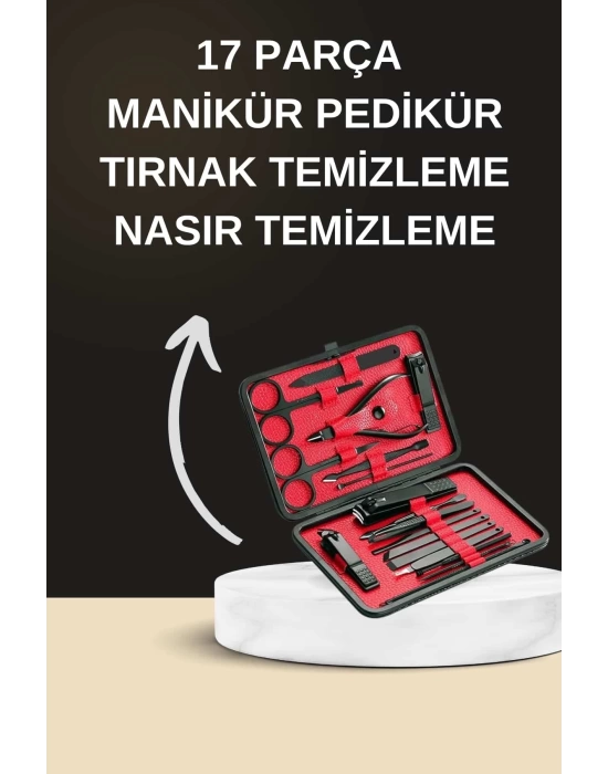 Elektrikli Manikür Pedikür Seti İkili Set 17 Parça Tırnak Bakımı Nasır Temizleme Tırnak Şekillendirme