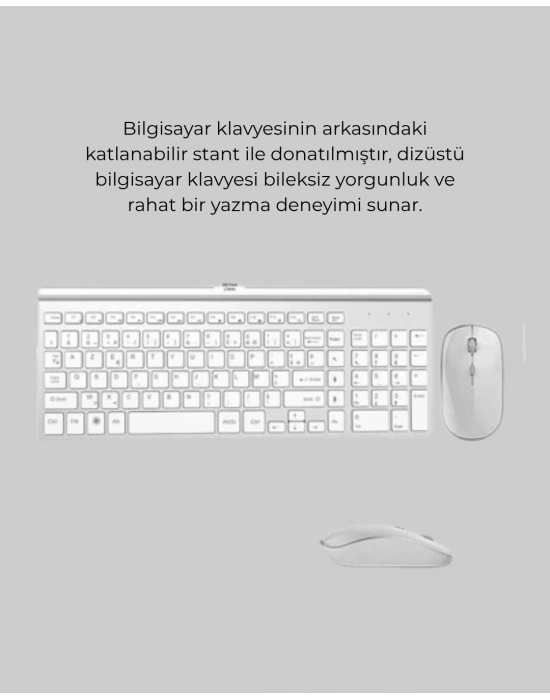 Ergonomik Kablosuz Klavye Mouse Takımı - Tam Boy, Sessiz ve Güvenilir