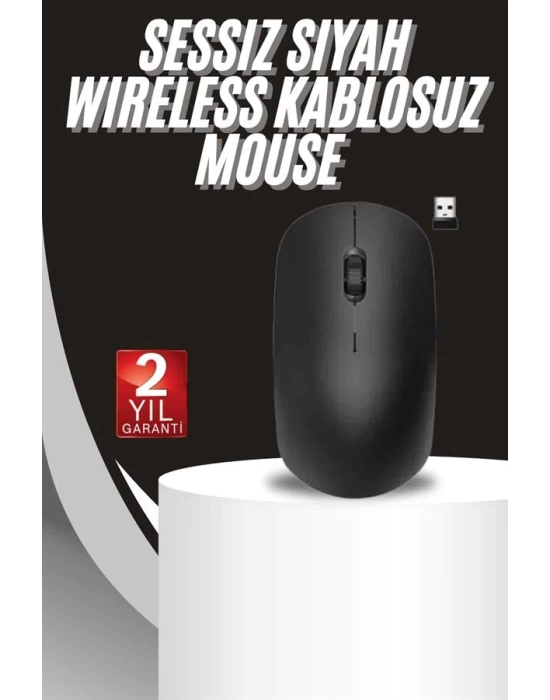 Ergonomik Tasarım Kablosuz Siyah Mouse Hassas Uzun Ömürlü
