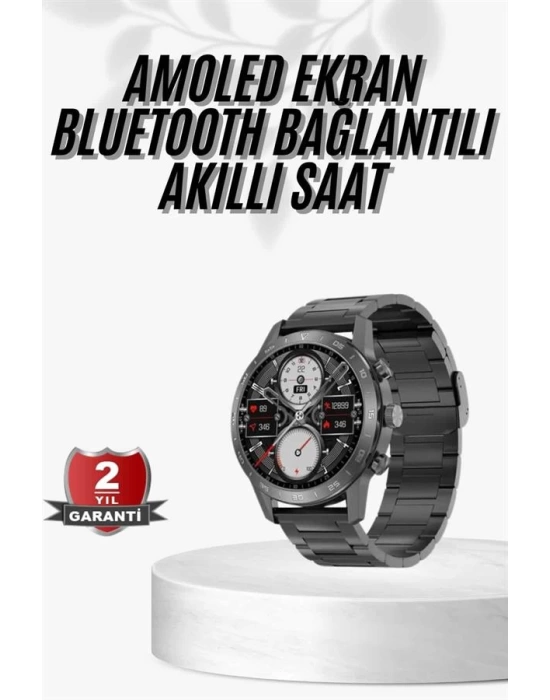 Erkeklere Özel Akıllı Saat Çelik Kordon Bluetooth Bağlantılı İOS ve Android Uyumlu