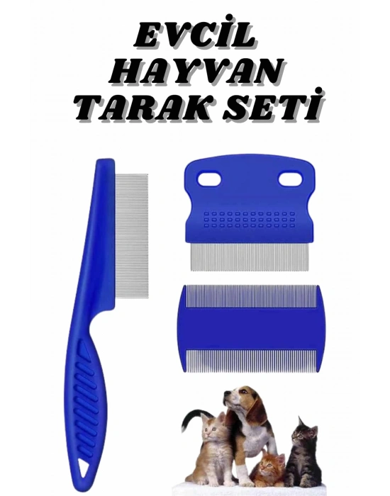 Evcil Hayvan Bit Tarağı Seti Paslanmaz Çelik Bıçaklı 4lü Set
