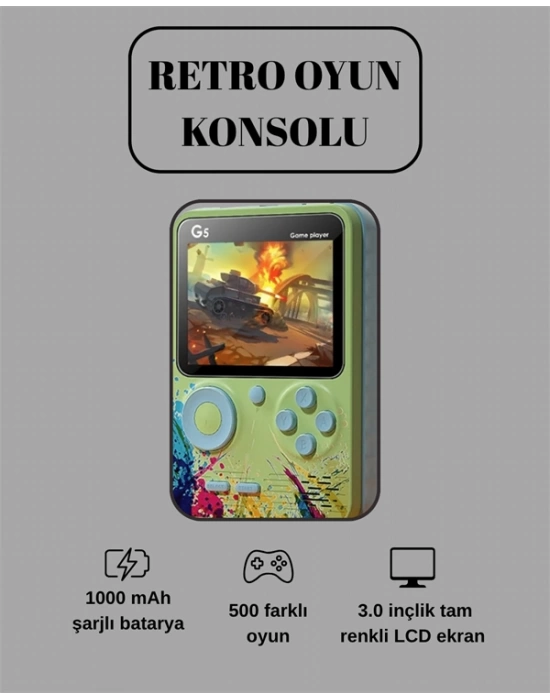 G5 Game Box Retro Mini Oyun Konsolu – 500 Dahili Oyun