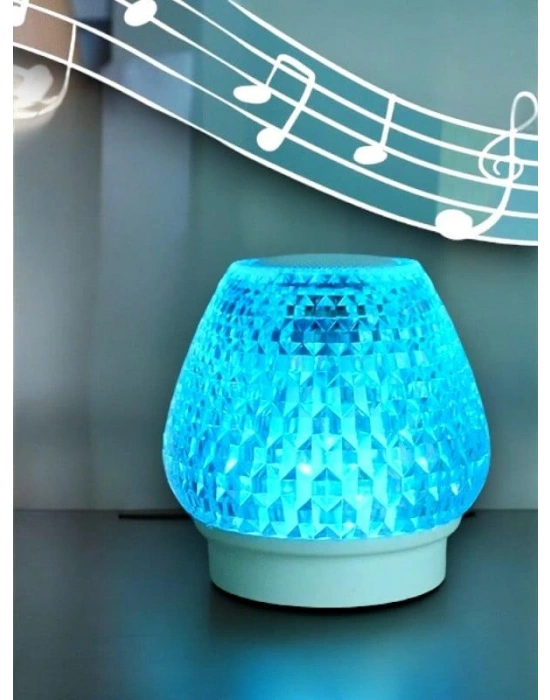 G5 Kristal Şarjlı Masa Lambası - 7 Renk Gece Lambası ve Bluetooth Hoparlör