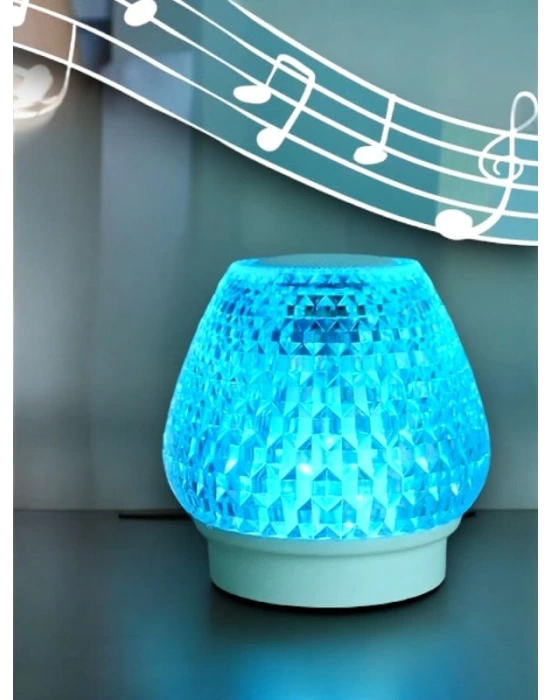 G5 Kristal Şarjlı Masa Lambası - 7 Renk Gece Lambası ve Bluetooth Hoparlör