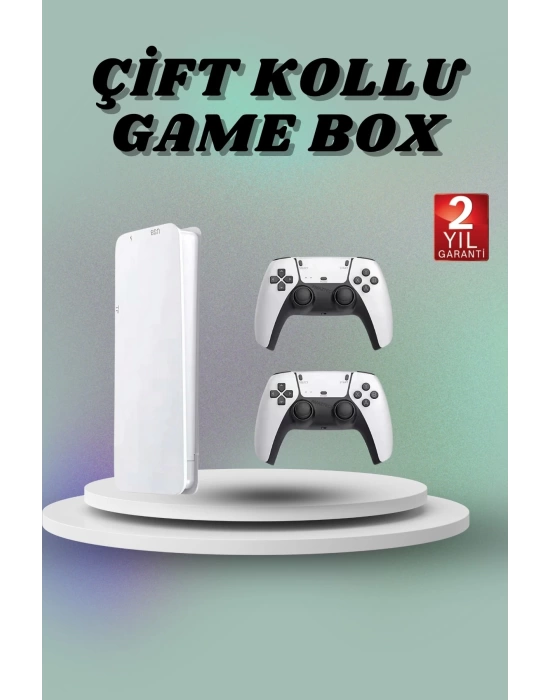 Game Box 3D Çift Oyun Kollu 4K HD Ekran 20000den Fazla Oyun Seçeneği 2.4G Kablosuz