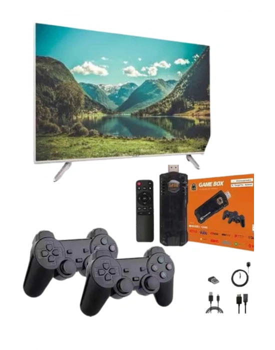 Game Stick Çift Oyun Konsolu Smart TV Game Box 8k Ultra HD 64 Gb