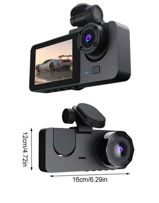 Gece Görüşlü DVR 3 Lensli Araç İçi Sürüş Kamerası Video Kaydedici
