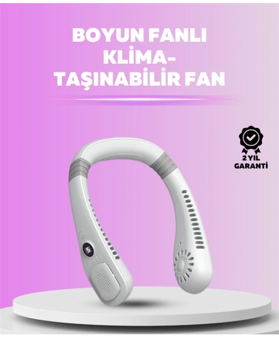 Giyilebilir Bladeless Boyun Fanı | 360° Serinlik, 5 Kademe Rüzgar, USB Şarjlı Sessiz Mini Klima