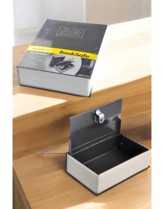 Gizli Kasa İngilizce Sözlüğü Kitap Görünümlü Anahtarlı Gizli Mini Çelik Kasa Kilitli