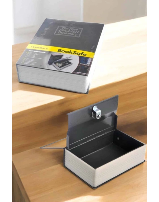 Gizli Kasa İngilizce Sözlüğü Kitap Görünümlü Anahtarlı Gizli Mini Çelik Kasa Kilitli