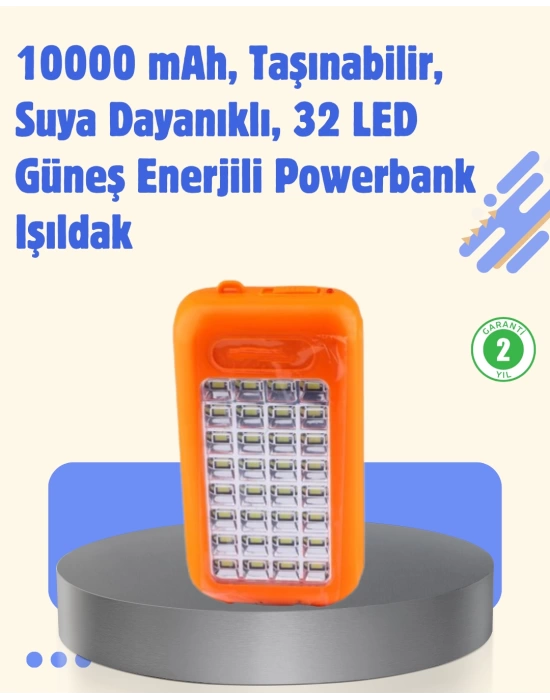 Gold Silver GS-875 Güneş Enerjili Powerbank ve 32 LED Işıldak