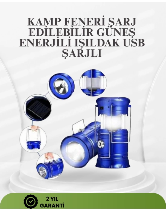 Güneş Enerjili Katlanabilir Kızaklı Kamp Feneri – USB Şarjlı, Çok Yönlü ve Dayanıklı Tasarım