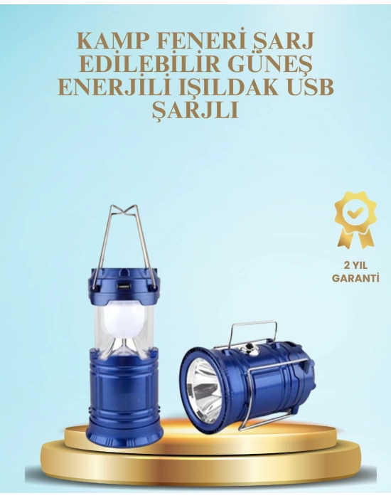 Güneş Enerjili Kızaklı Şarjlı Büyük Boy Kamp Feneri – USB Çıkışlı, Katlanabilir, Çok Fonksiyonlu