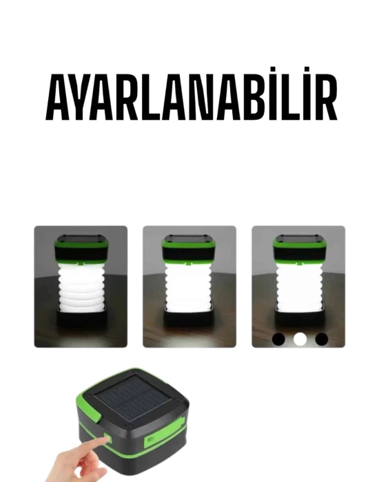Güneş Enerjili Led Lamba Kamp Lambası Katlanabilir Lamba USB Şarjlı