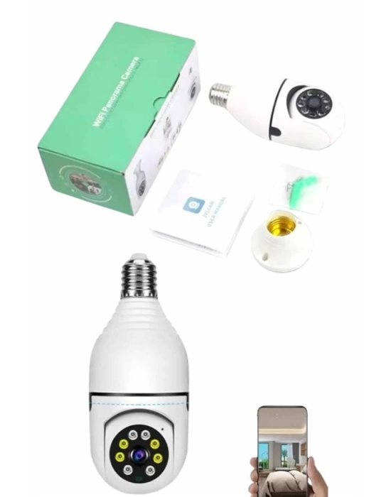 Güvenlik Kamerası Wi-Fi Özellikli 360 Derece Full Hd 1080p Ampül Kamera