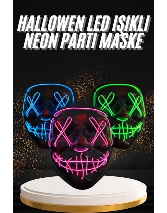 Hallowen Parti Maskesi Neon Led Işıklı Maske 3 Modlu Cadılar Bayramı Maskesi