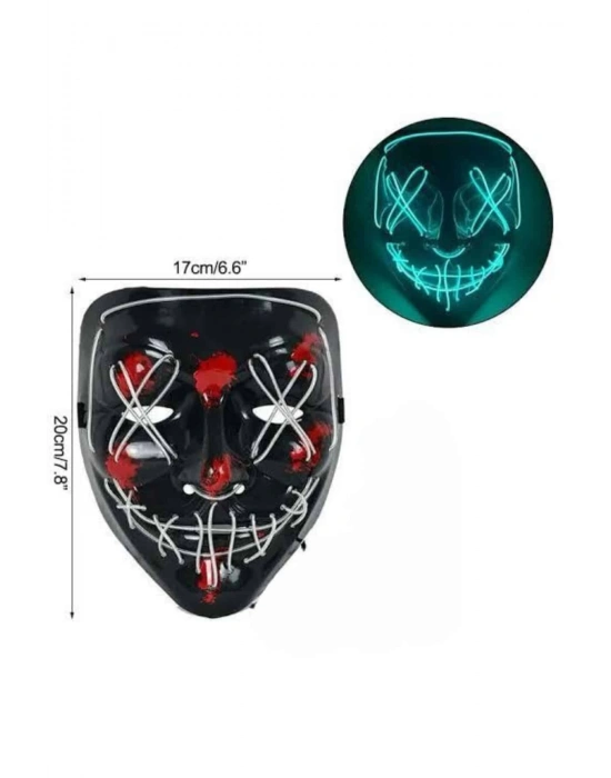 Hallowen Parti Maskesi Neon Led Işıklı Maske 3 Modlu Cadılar Bayramı Maskesi