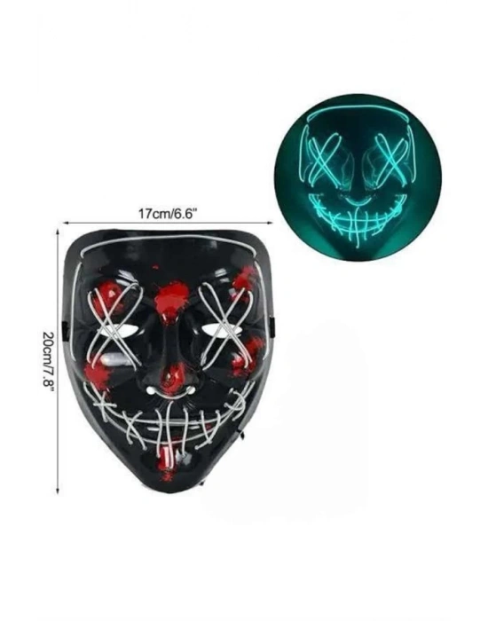 Hallowen Parti Maskesi Neon Led Işıklı Maske 3 Modlu Cadılar Bayramı Maskesi