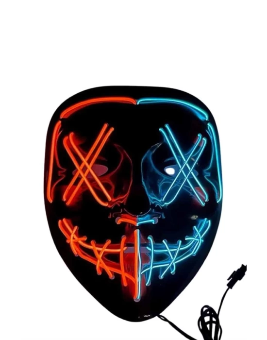 Hallowen Parti Maskesi Neon Led Işıklı Maske 3 Modlu Cadılar Bayramı Maskesi