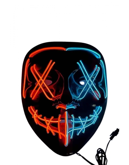 Hallowen Parti Maskesi Neon Led Işıklı Maske 3 Modlu Cadılar Bayramı Maskesi