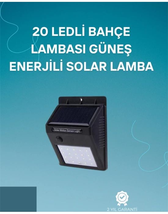 Hareket Sensörlü Solar Lamba | 120° Algılama Açısı, 3-4 Metre Mesafe, Suya Dayanıklı LED