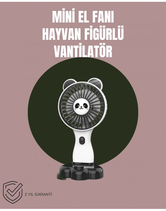 Hayvan Figürlü Mini El Fanı – USB Şarjlı Sessiz Vantilatör