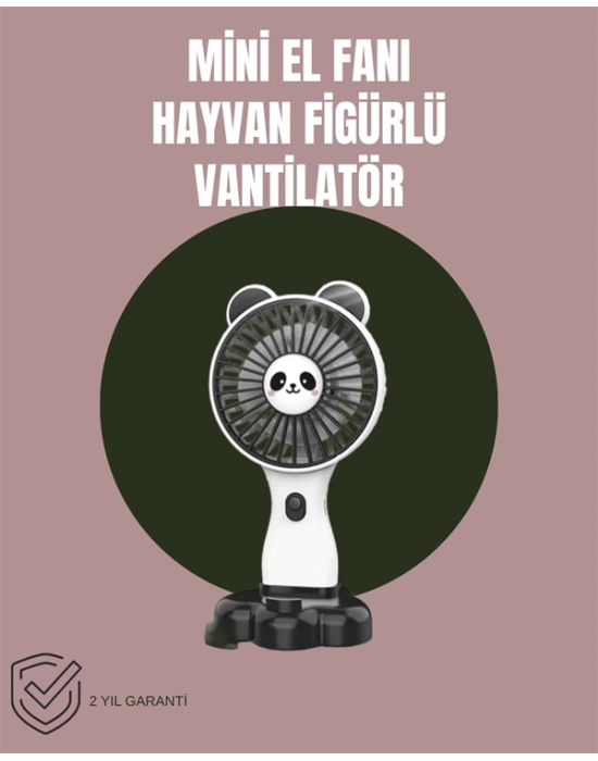 Hayvan Figürlü Mini El Fanı – USB Şarjlı Sessiz Vantilatör