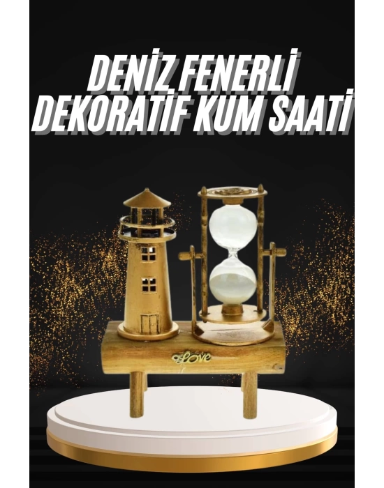 Hediyelik Eşya Retro Deniz Fenerli Kum Saati Ahşap Görünümlü Dekoratif Eşya