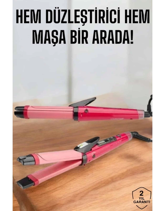 Hem Düzleştirici Hem Maşa Saç Şekillendirici