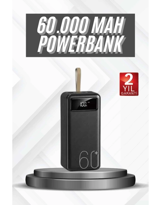 Hızlı Şarj 4 Çıkışlı Powerbank 60.000 Mah Taşınabilir Dijital Göstergeli