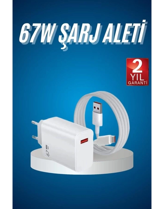 Hızlı Şarj Aleti Adaptörü Kablo Seti 67W Uzun Ömürlü Beyaz