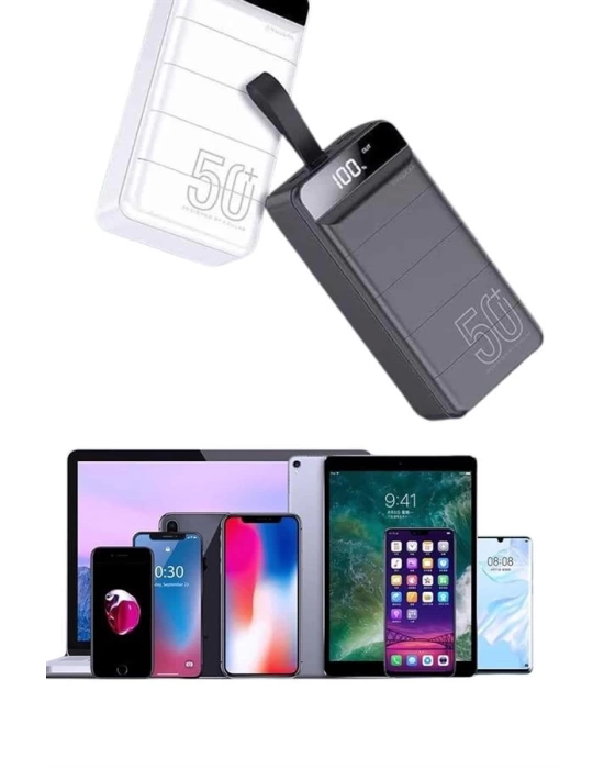 Hızlı Taşınabilir 50.000 Mah Powerbank Led Ekran Android ve İOS Uyumlu