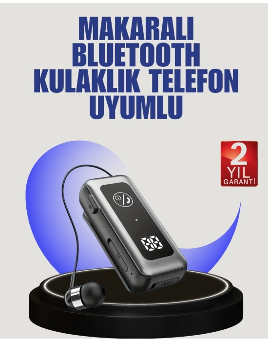 İçi Sarılabilen Kablo ve Yaka Klipsli Bluetooth Kulaklık