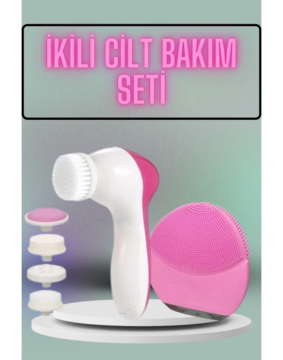 İkili Cilt Bakım Seti 5 Başlıklı Yüz Temizleme ve Masaj Aleti Canlandırıcı ve Onarıcı