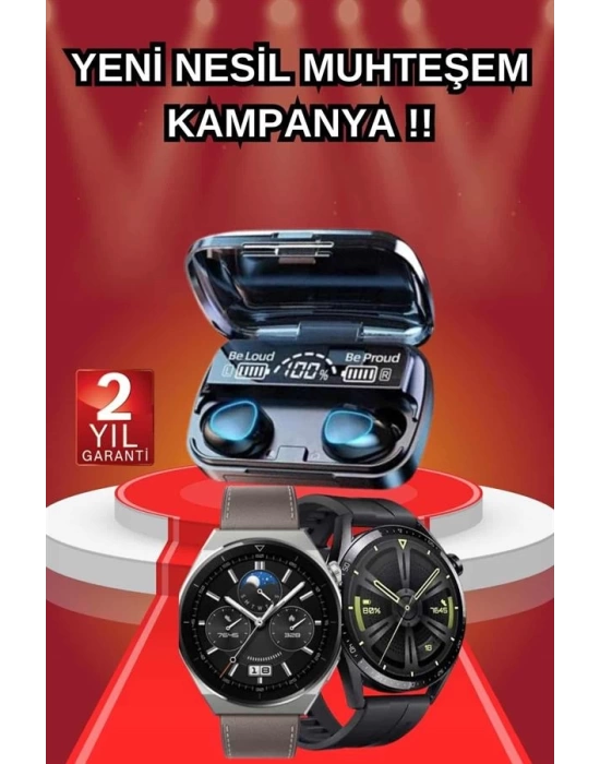 İkili Set Akıllı Saat Ve Bluetooth Kulaklık Kablosuz Uzun Pil Ömrü Spor Modları