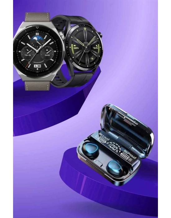 İkili Set Akıllı Saat Ve Bluetooth Kulaklık Kablosuz Uzun Pil Ömrü Spor Modları