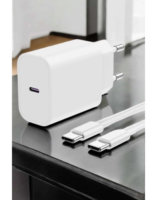 İOS Uyumlu Type-C Girişli Hızlı Şarj 15/15 Pro Max Adaptör ve Kablosu