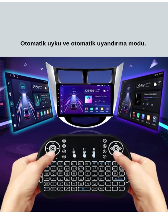 Işıklı Kablosuz Mini Klavye – 2.4 GHz, Dokunmatik Mouse Özellikli