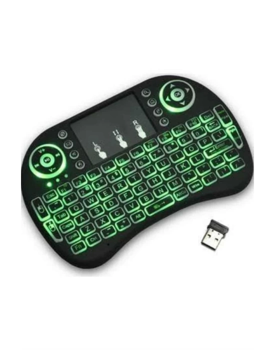Işıklı Kablosuz Mini Klavye ve Dokunmatik Mouse Seti Türkçe Kablosuz